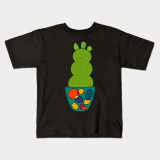 Cute Cactus Design #124: Curvy Cactus In Retro Pot Kids T-Shirt